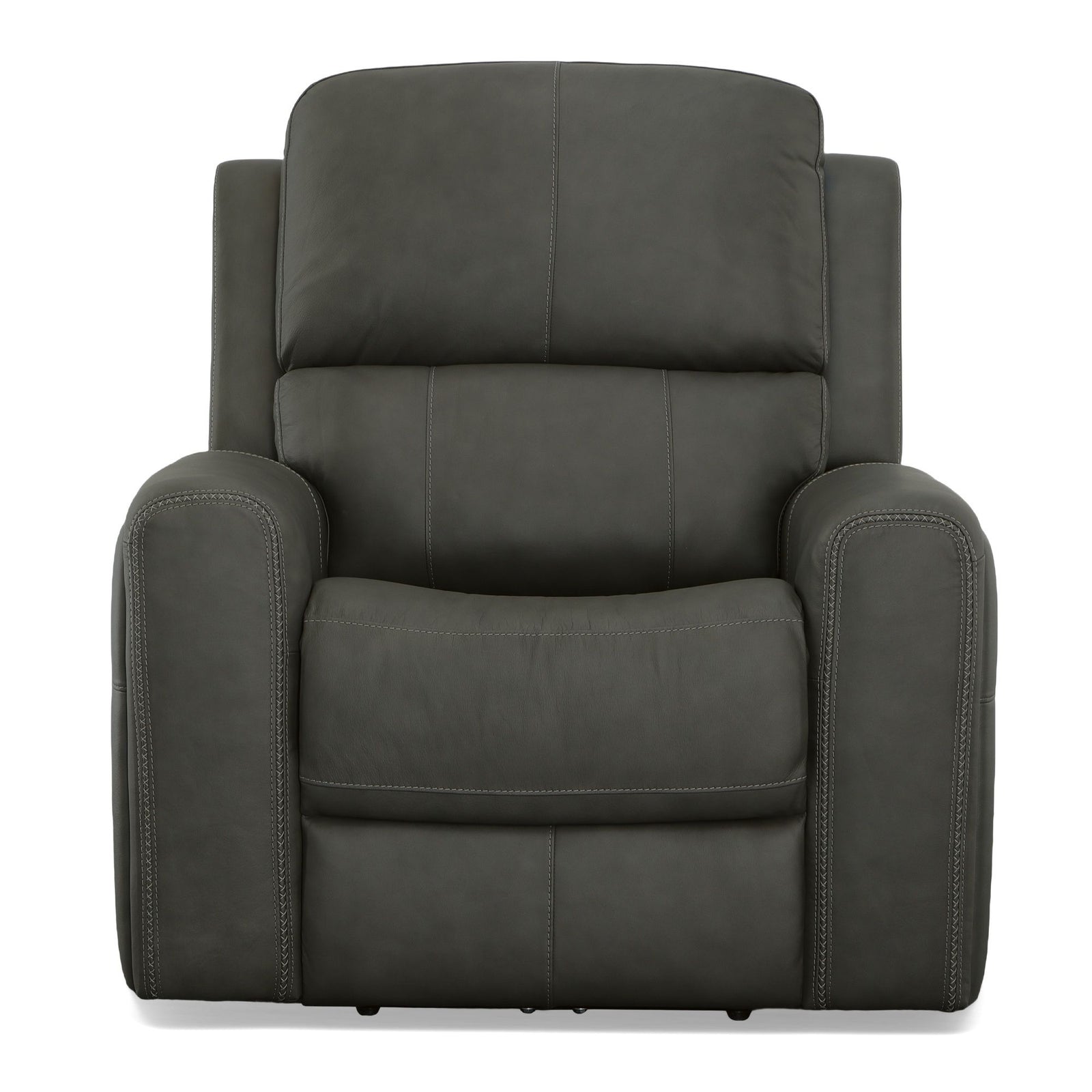 Linden Leather Power Recliner With Power Headrest & Lumbar - Charcoal