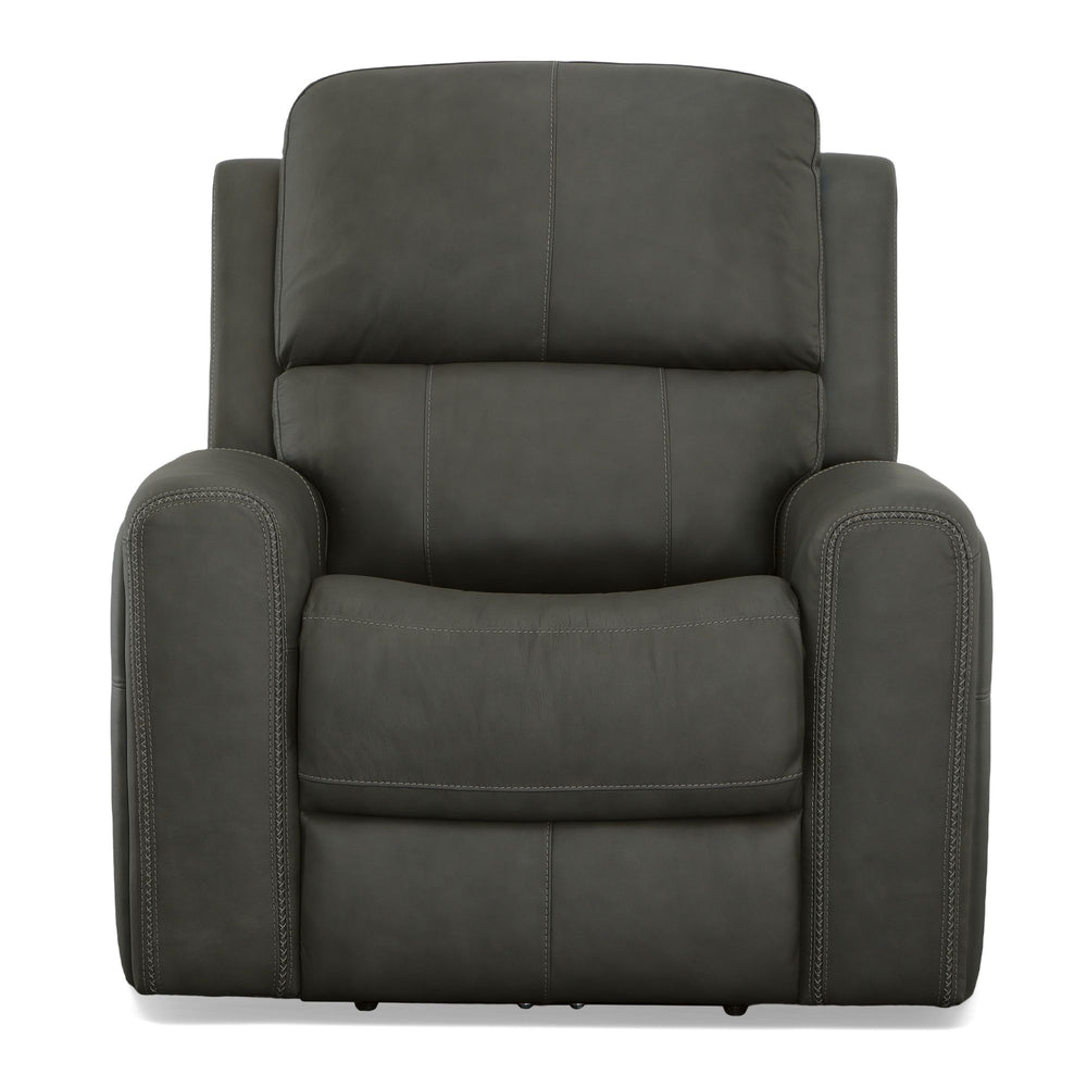 Linden Leather Power Recliner with Power Headrest & Lumbar in Charcoal