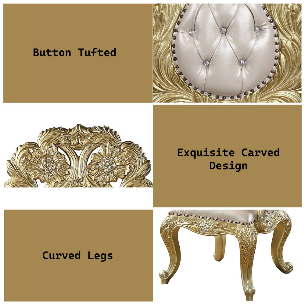 Cabriole - Arm Chair Set of 2) - Light Gold Synthetic Leather & Gold