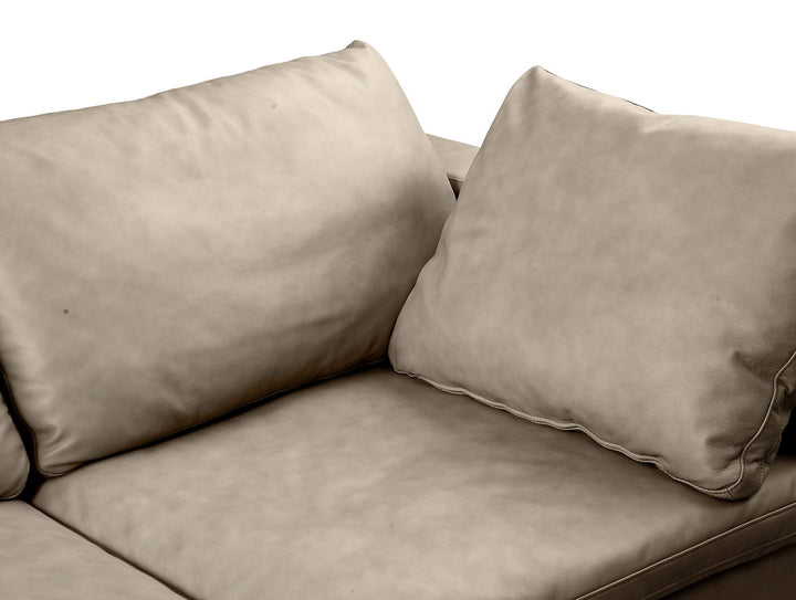 DivanItalia 1100 5-Piece Right Arm Facing 3-Seat Sectional – Top-Grain Italian Leather - Beige