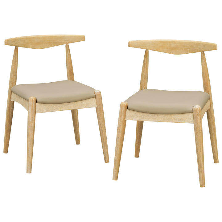 Faux Leather Dining Chair – Natural/Light Gray (Set of 2)