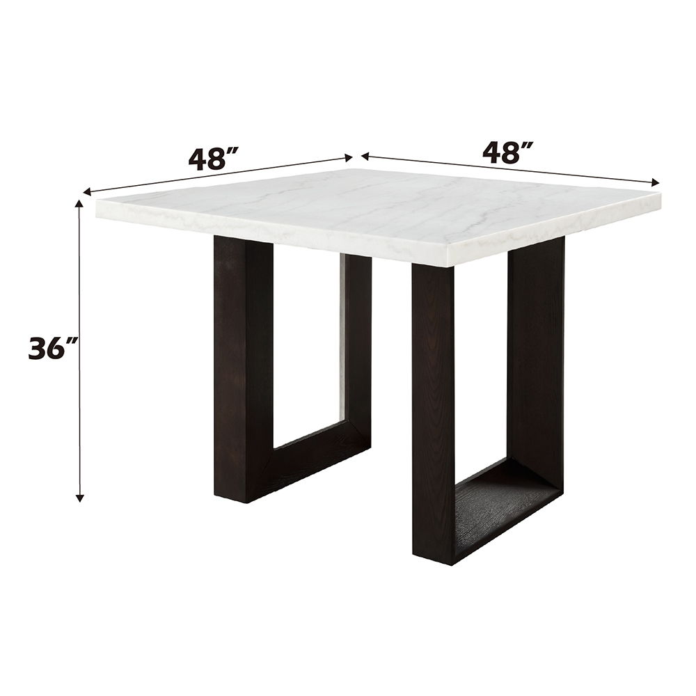 Edwyn - Counter Height Table - White Natural Marble Top & Espresso