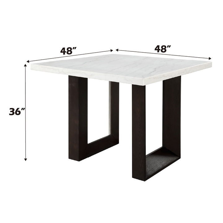 Edwyn - Counter Height Table - White Natural Marble Top & Espresso