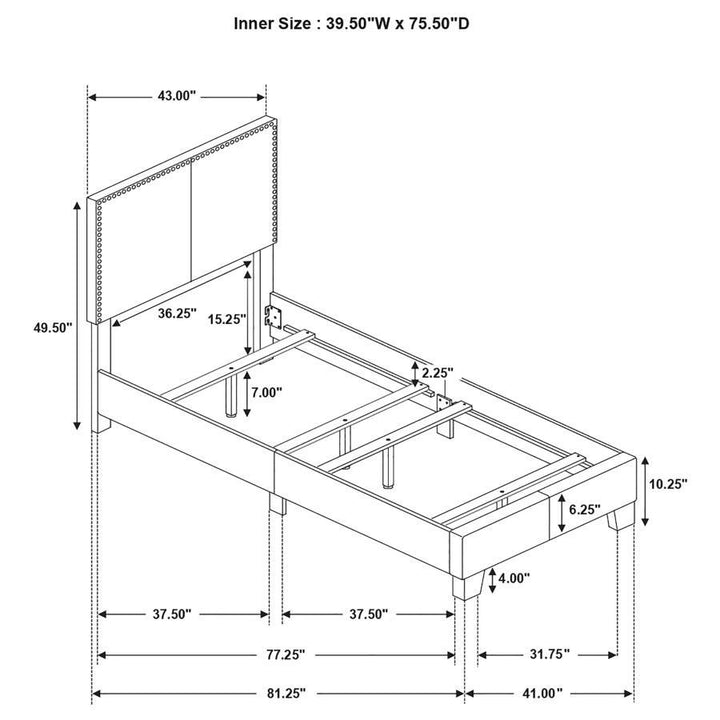 Boyd - Upholstered Twin Panel Bed - Charcoal