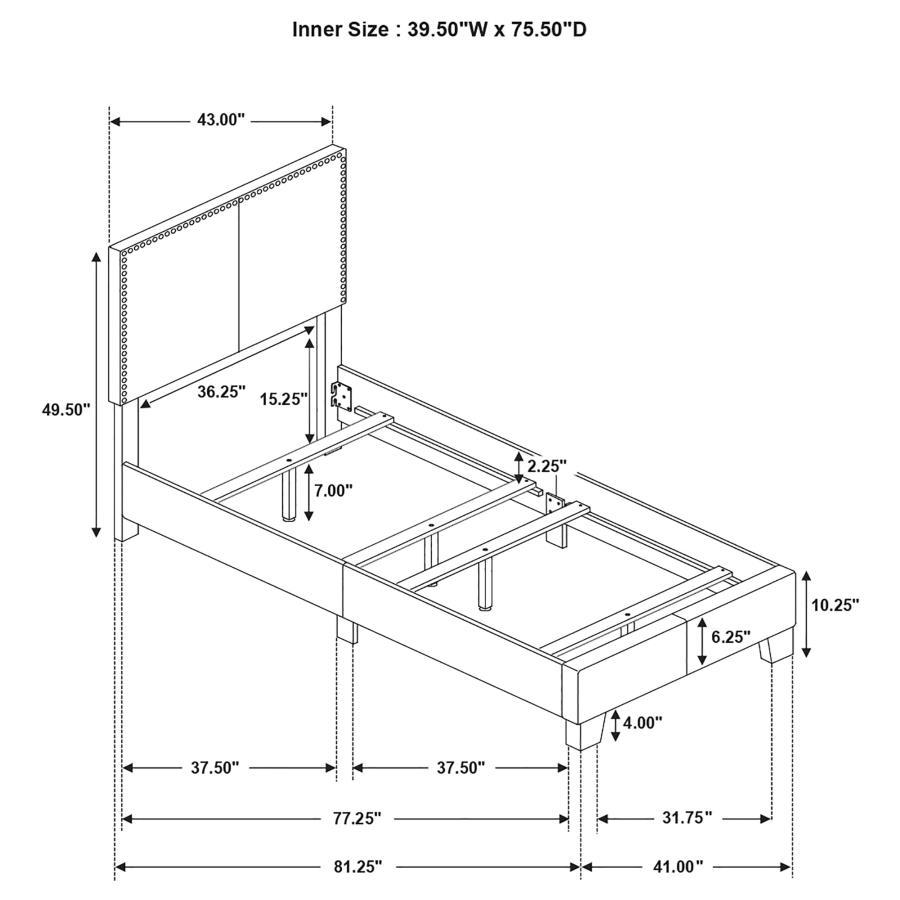 Boyd - Upholstered Twin Panel Bed - Charcoal