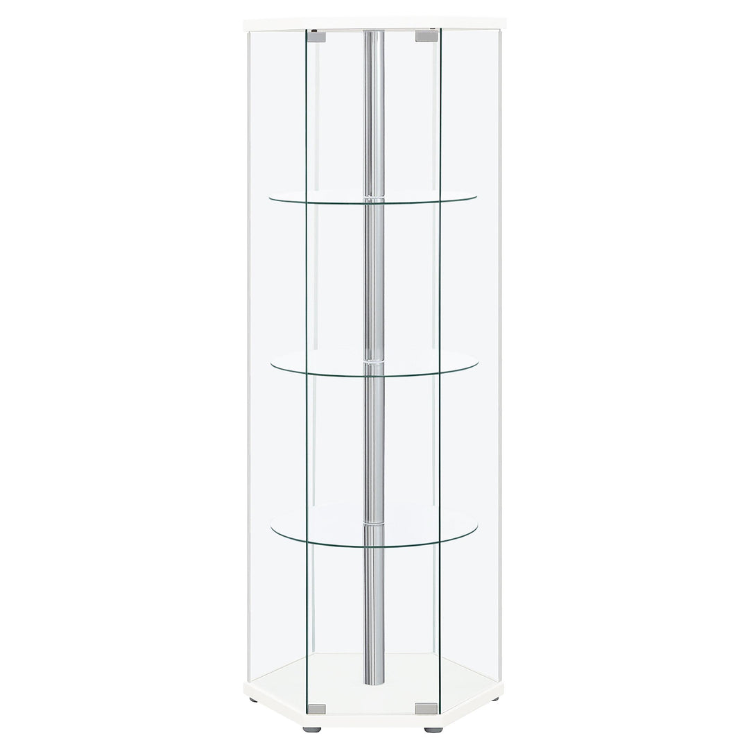 Coaster Furniture 950001 Zahavah 4-shelf Hexagonal Clear Glass Curio Cabinet White