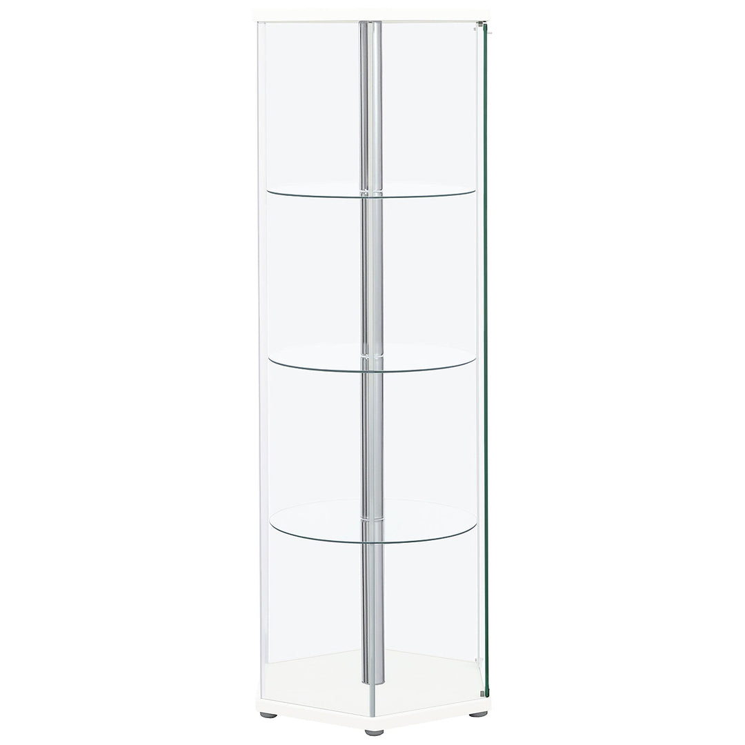 Coaster Furniture 950001 Zahavah 4-shelf Hexagonal Clear Glass Curio Cabinet White