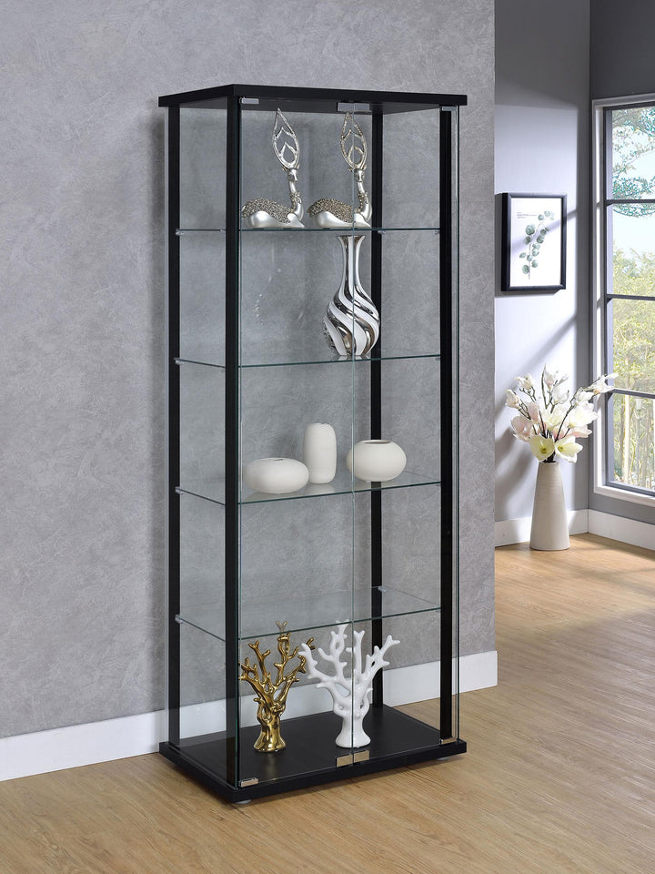 Coaster Furniture 950170 Delphinium 5-shelf Clear Glass Curio Display Cabinet Black