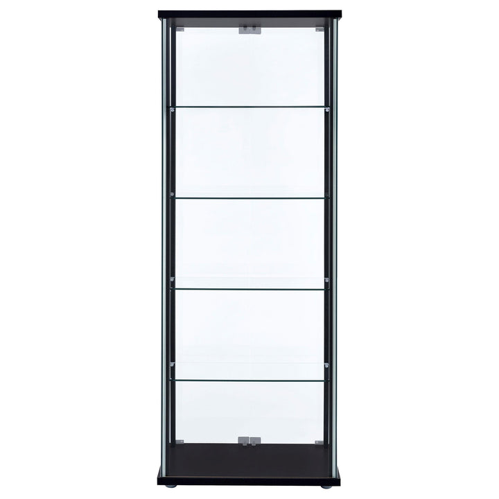 Coaster Furniture 950170 Delphinium 5-shelf Clear Glass Curio Display Cabinet Black