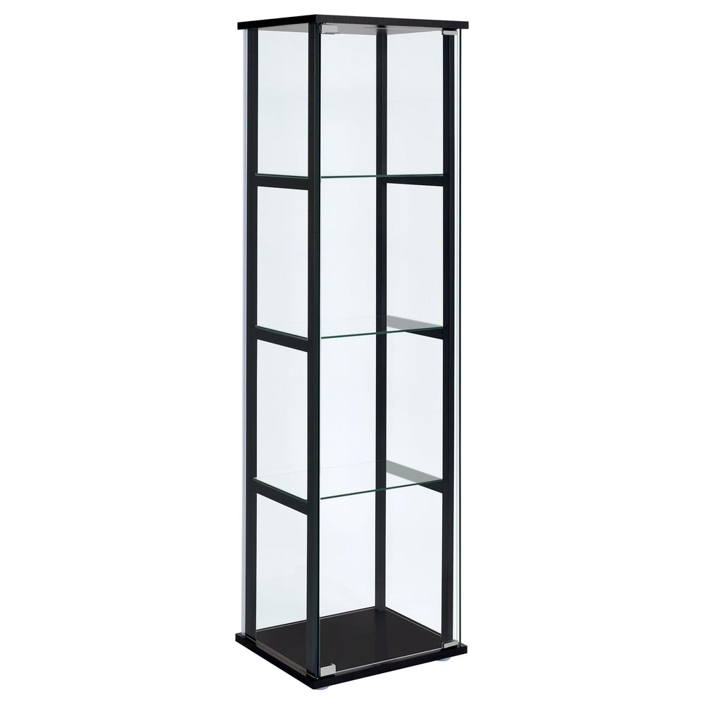 Coaster Furniture 950171 Cyclamen 4-shelf Clear Glass Curio Display Cabinet Black