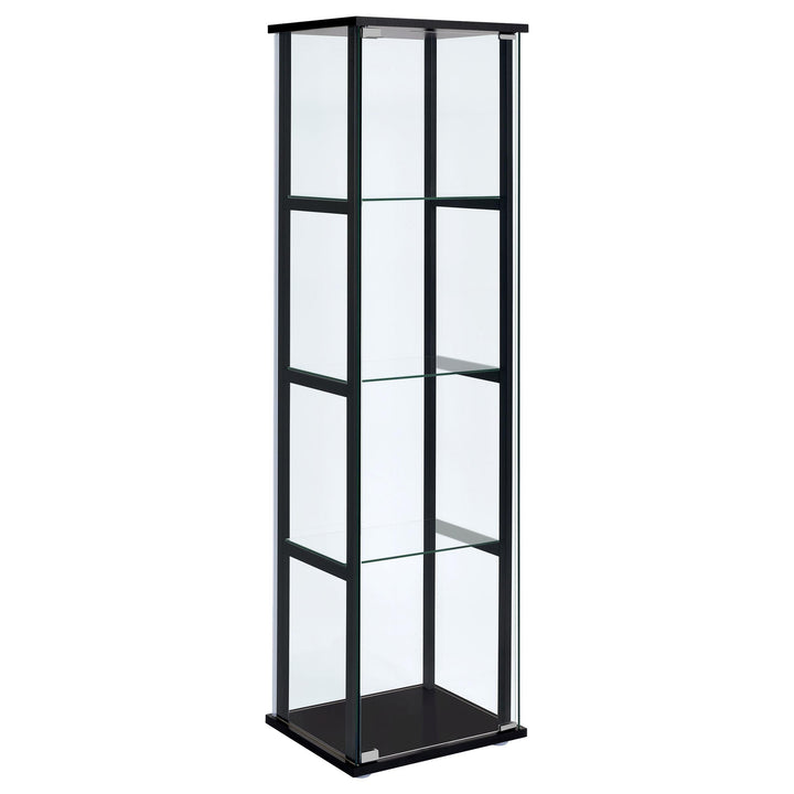 Coaster Furniture 950171 Cyclamen 4-shelf Clear Glass Curio Display Cabinet Black