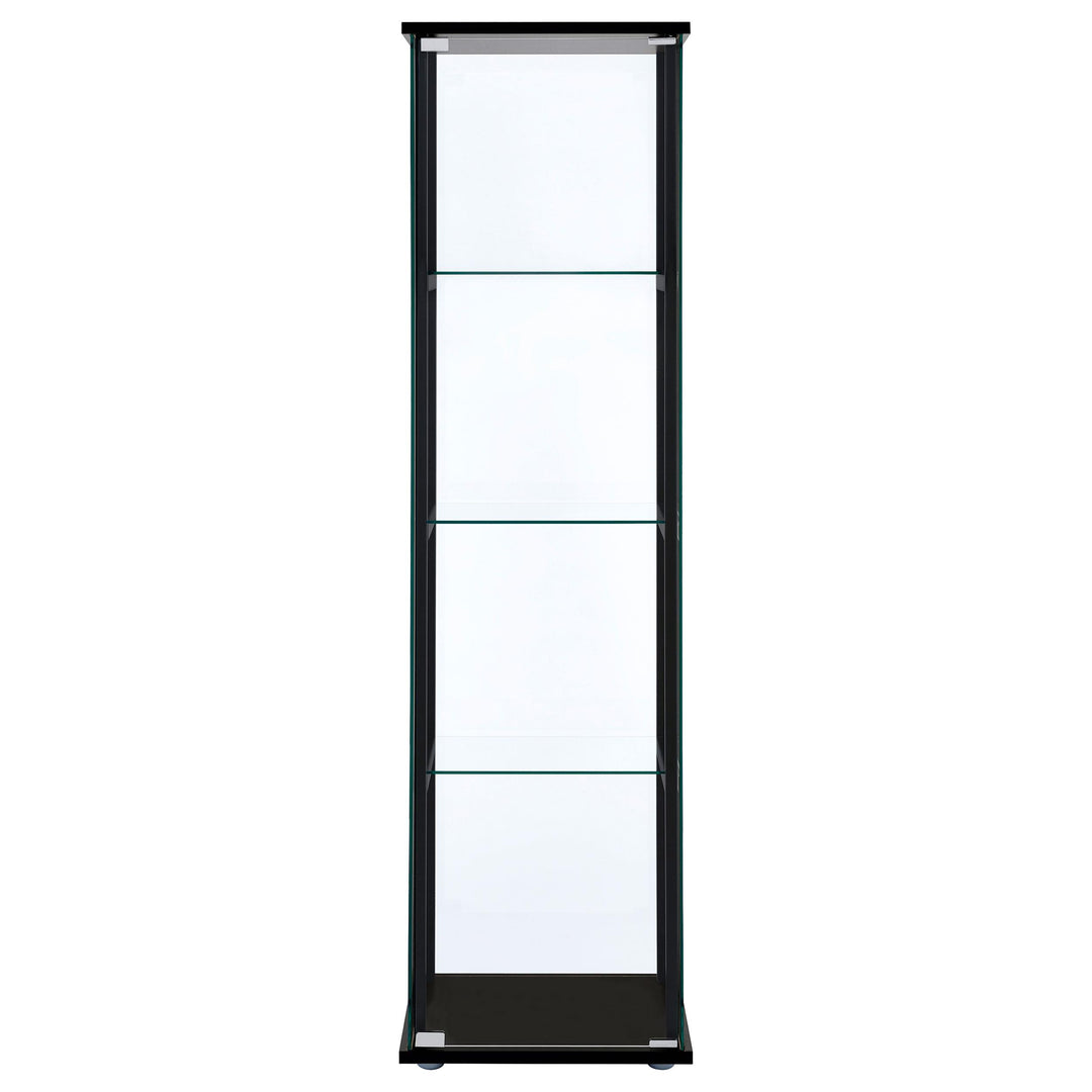 Coaster Furniture 950171 Cyclamen 4-shelf Clear Glass Curio Display Cabinet Black