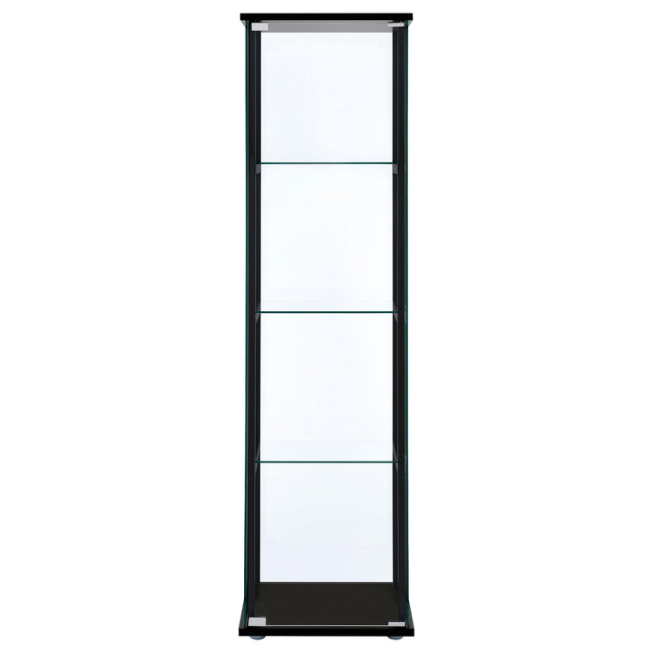 Coaster Furniture 950171 Cyclamen 4-shelf Clear Glass Curio Display Cabinet Black