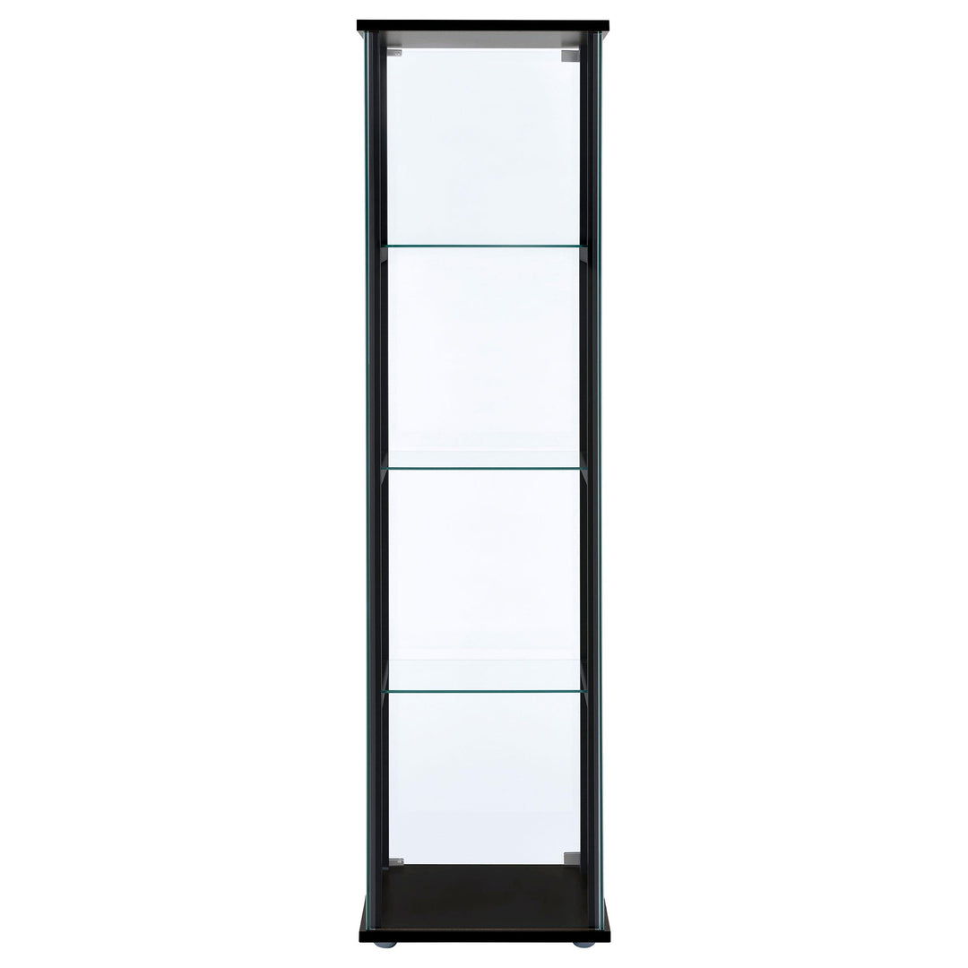 Coaster Furniture 950171 Cyclamen 4-shelf Clear Glass Curio Display Cabinet Black