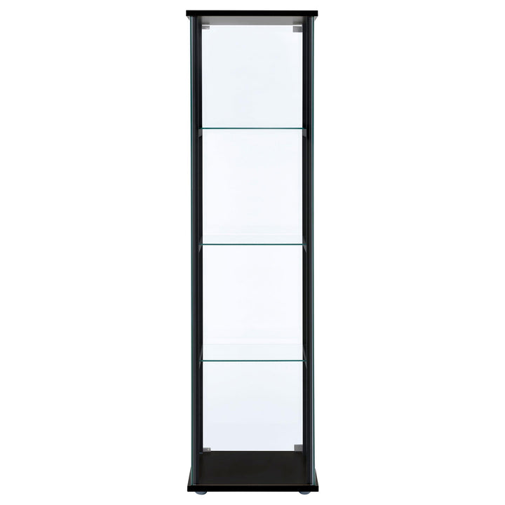 Coaster Furniture 950171 Cyclamen 4-shelf Clear Glass Curio Display Cabinet Black