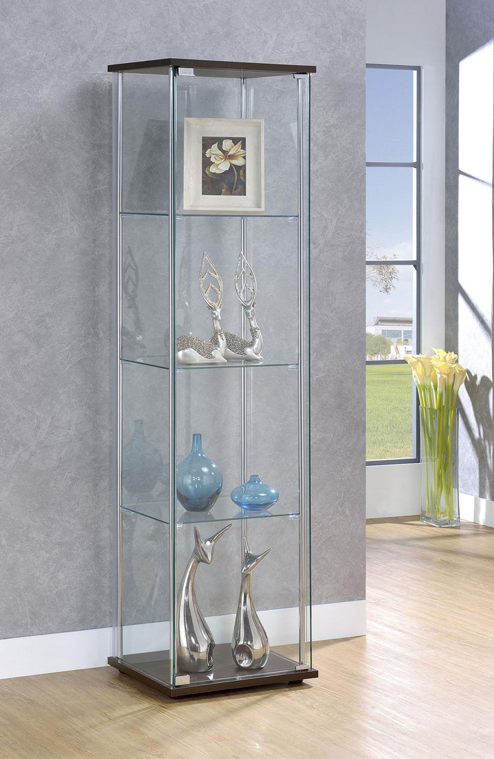 Coaster Furniture 950172 Bellatrix 4-shelf Clear Glass Curio Cabinet Cappuccino