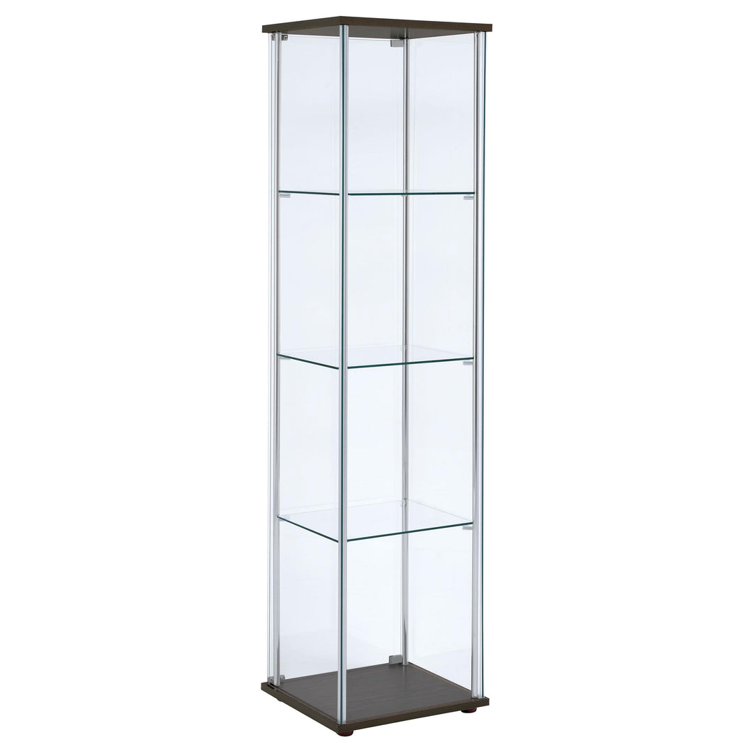 Coaster Furniture 950172 Bellatrix 4-shelf Clear Glass Curio Cabinet Cappuccino