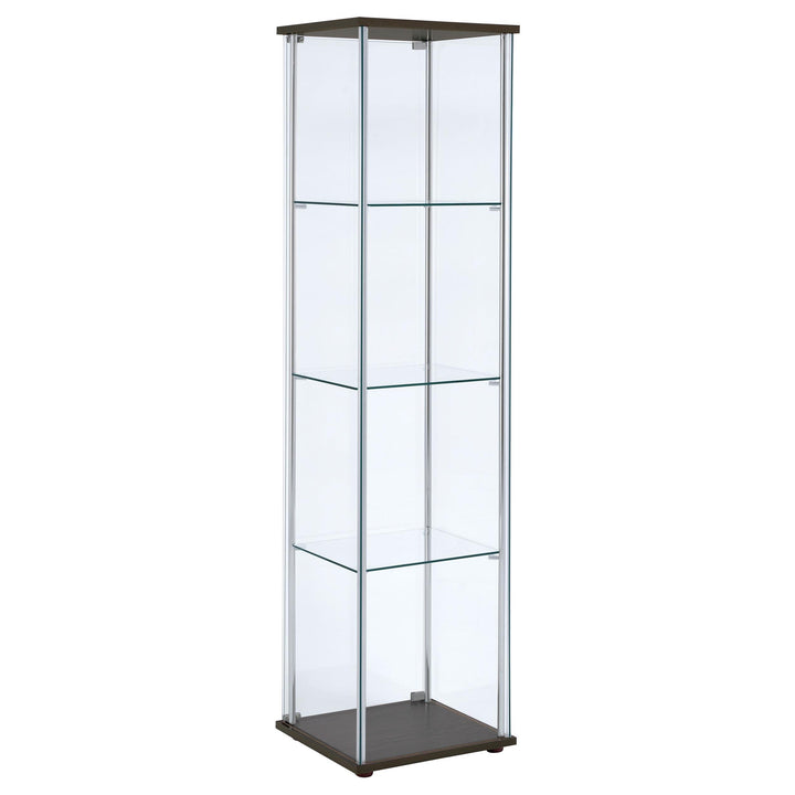 Coaster Furniture 950172 Bellatrix 4-shelf Clear Glass Curio Cabinet Cappuccino