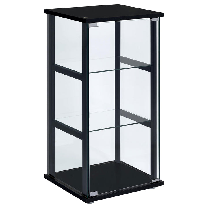 Coaster Furniture 950179 Cyclamen 3-shelf Clear Glass Curio Display Cabinet Black