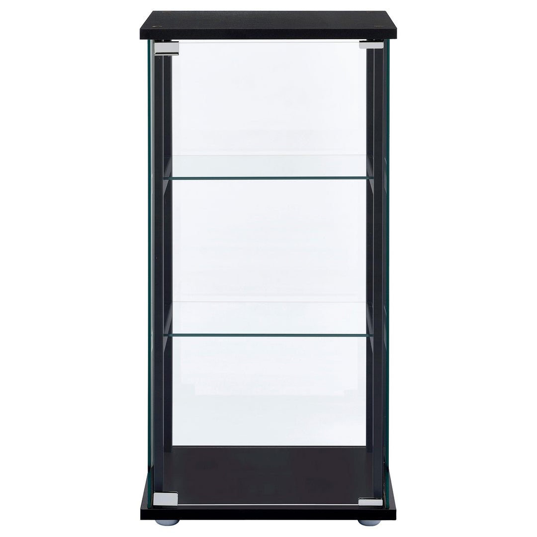 Coaster Furniture 950179 Cyclamen 3-shelf Clear Glass Curio Display Cabinet Black