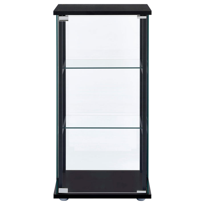 Coaster Furniture 950179 Cyclamen 3-shelf Clear Glass Curio Display Cabinet Black