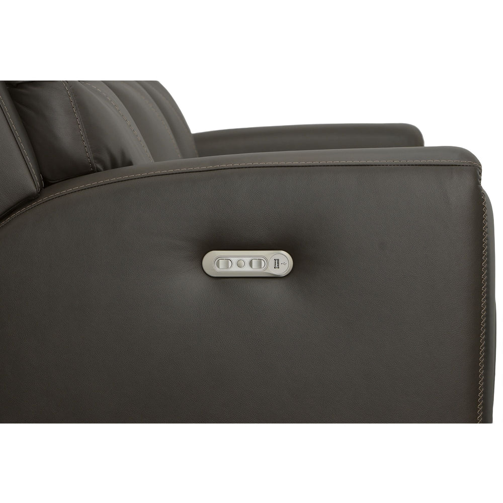 Jarvis Leather Power Reclining Sofa with Power Headrests in Mica