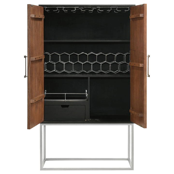 Coaster Furniture 950318 Borman 2-door Home Bar Cabinet Wine Storage Walnut and Black