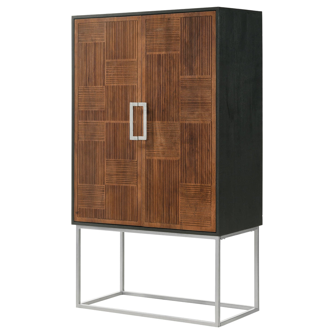 Coaster Furniture 950318 Borman 2-door Home Bar Cabinet Wine Storage Walnut and Black