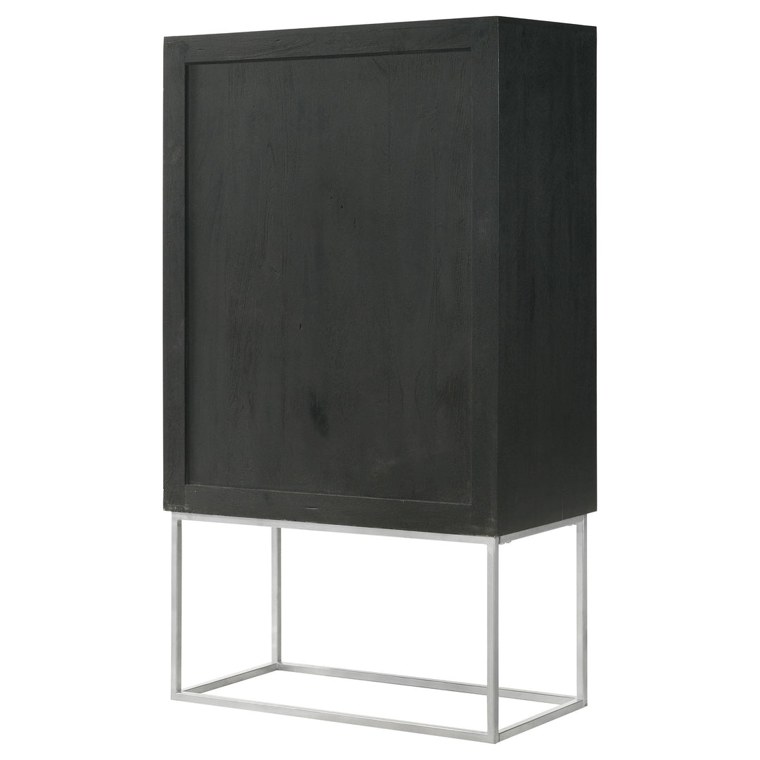 Coaster Furniture 950318 Borman 2-door Home Bar Cabinet Wine Storage Walnut and Black
