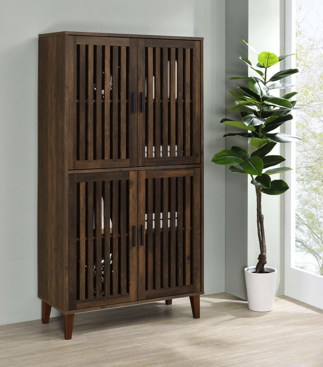 Coaster Furniture 950335 Elouise 4-door Engineered Wood Tall Accent Cabinet Dark Pine