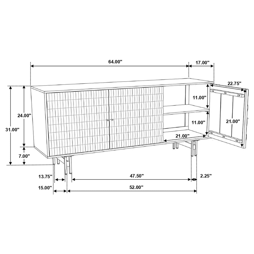 Coaster Furniture 950383 Aminah 3-door Wood Accent Cabinet Natural and Black