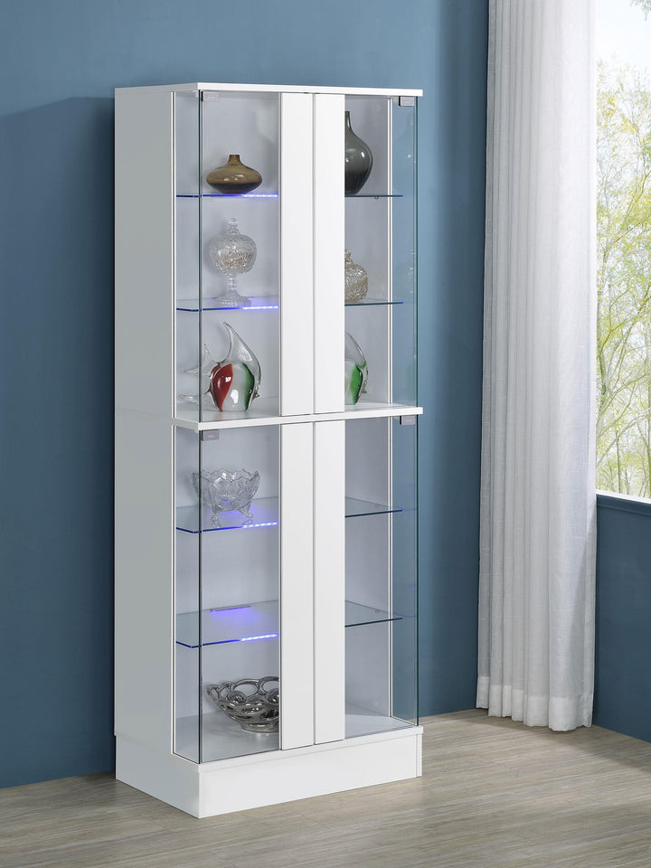 Coaster Furniture 950397 Cabra 4-door LED Curio Display Cabinet White High Gloss