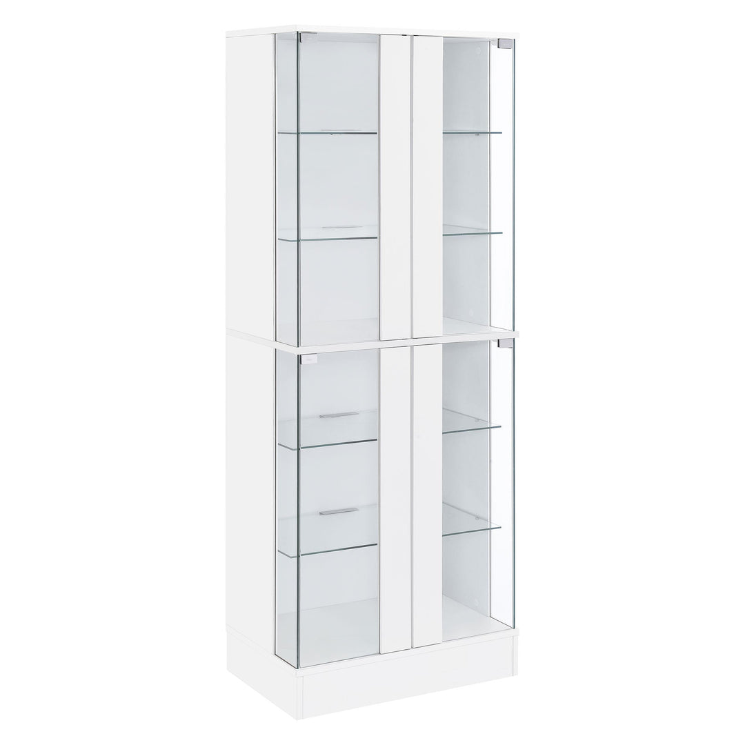 Coaster Furniture 950397 Cabra 4-door LED Curio Display Cabinet White High Gloss