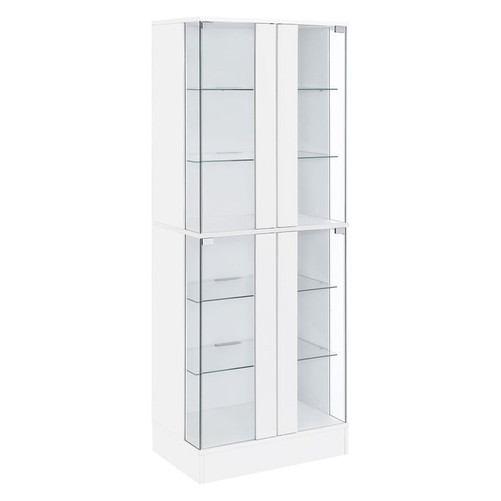 Coaster Furniture 950397 Cabra 4-door LED Curio Display Cabinet White High Gloss