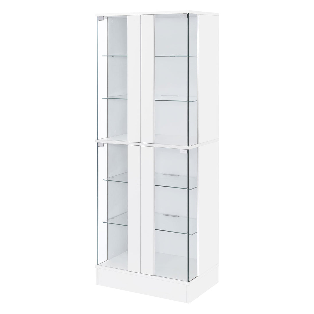 Coaster Furniture 950397 Cabra 4-door LED Curio Display Cabinet White High Gloss