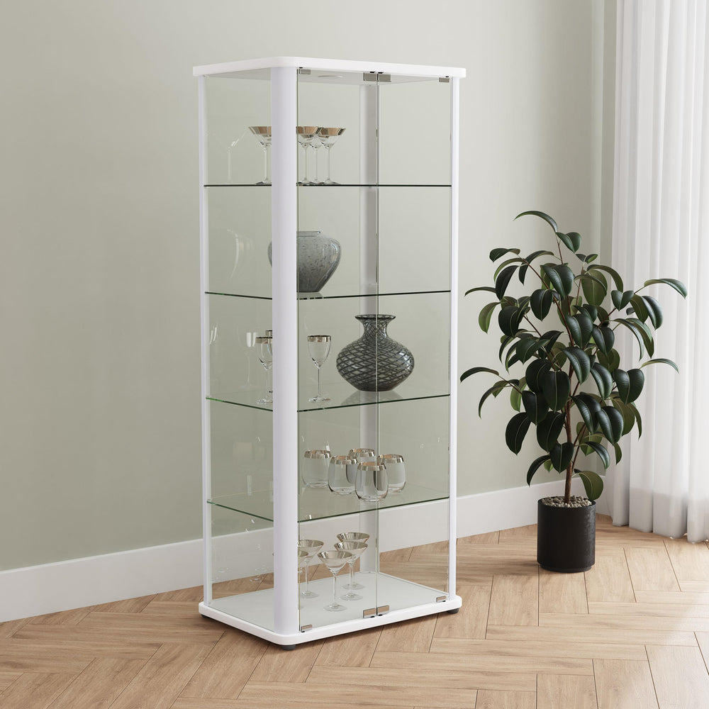Coaster Furniture 950399 Aero 5-shelf Display Curio Cabinet with LED Lighting White