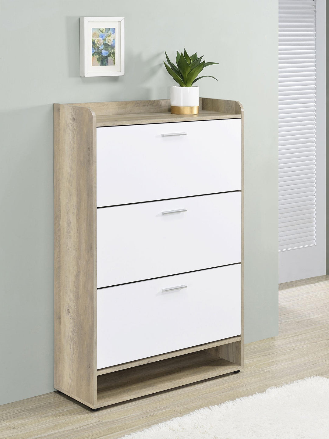 Coaster Furniture 950403 Denia 3-tier Engineered Wood Shoe Cabinet White