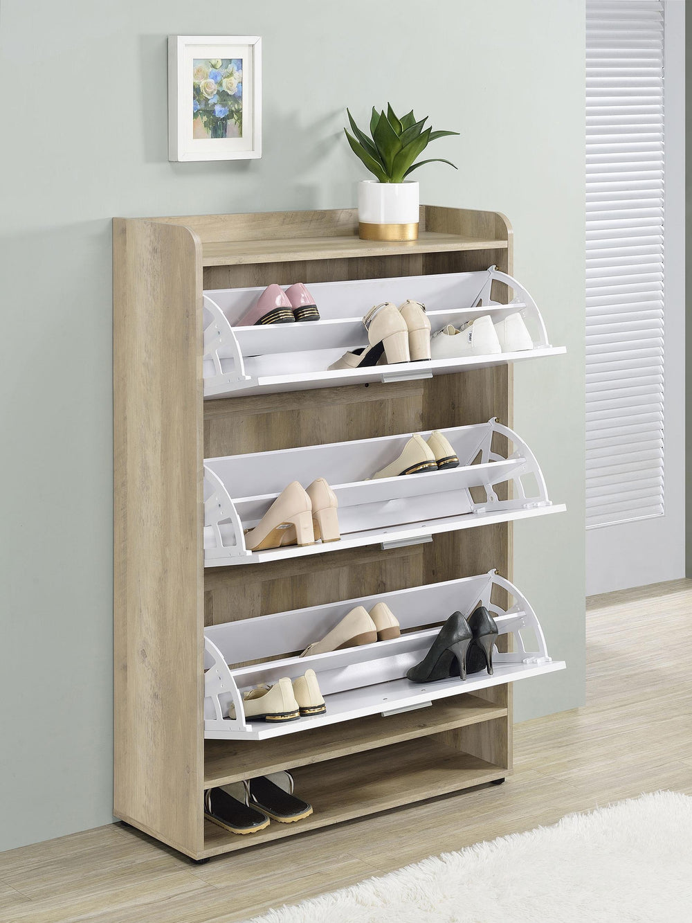 Coaster Furniture 950403 Denia 3-tier Engineered Wood Shoe Cabinet White