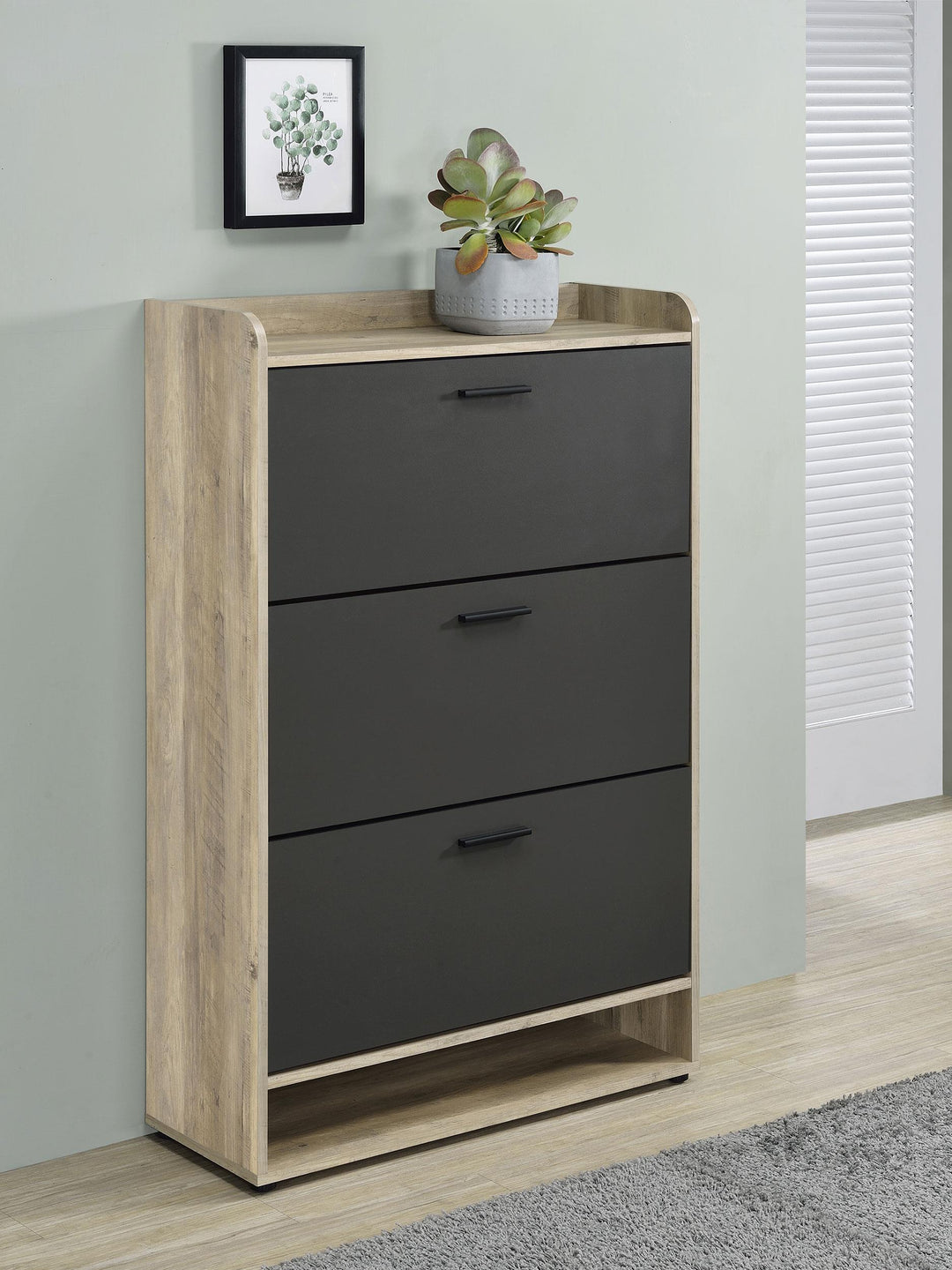 Coaster Furniture 950404 Denia 3-tier Engineered Wood Shoe Cabinet Grey