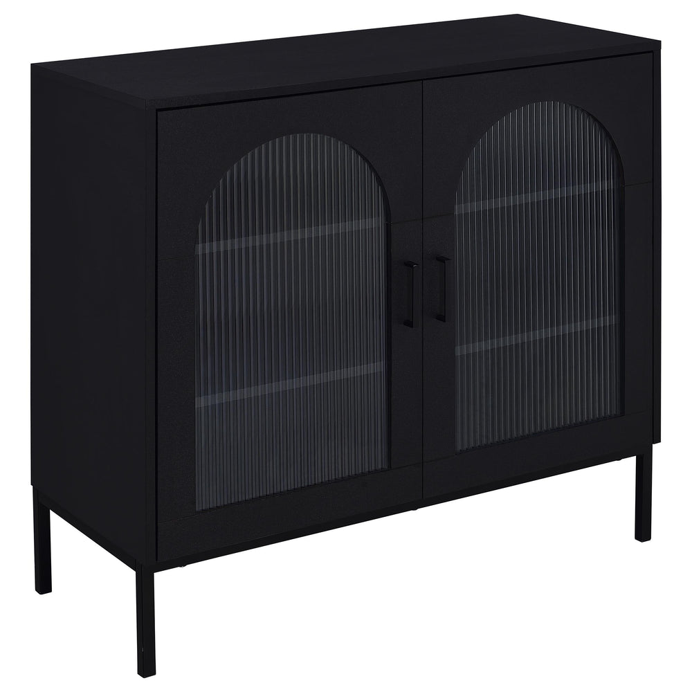Coaster Furniture 950420 Jess 2-door Arched Fluted Glass Accent Cabinet Black