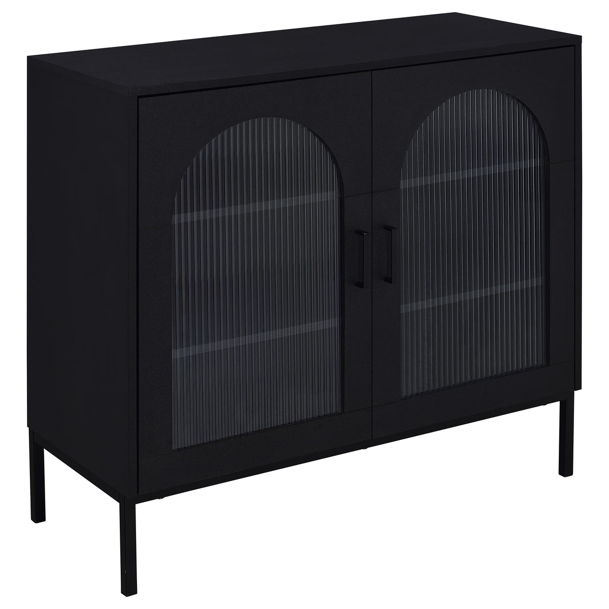 Jess - 2-Door Arched Fluted Glass Accent Cabinet - Black