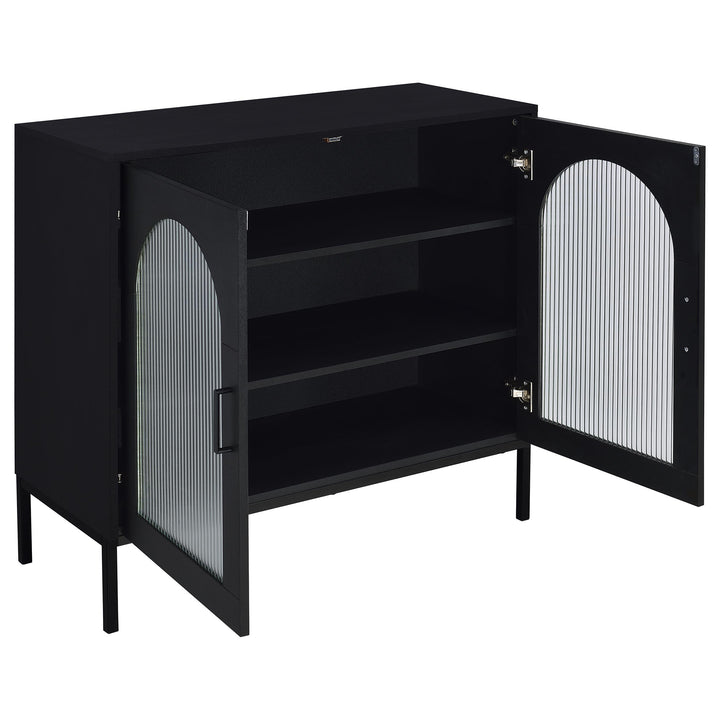 Coaster Furniture 950420 Jess 2-door Arched Fluted Glass Accent Cabinet Black