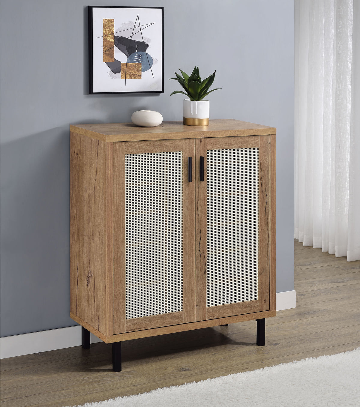 Teller - 2-Door Shoe Storage Cabinet - Natural Oak