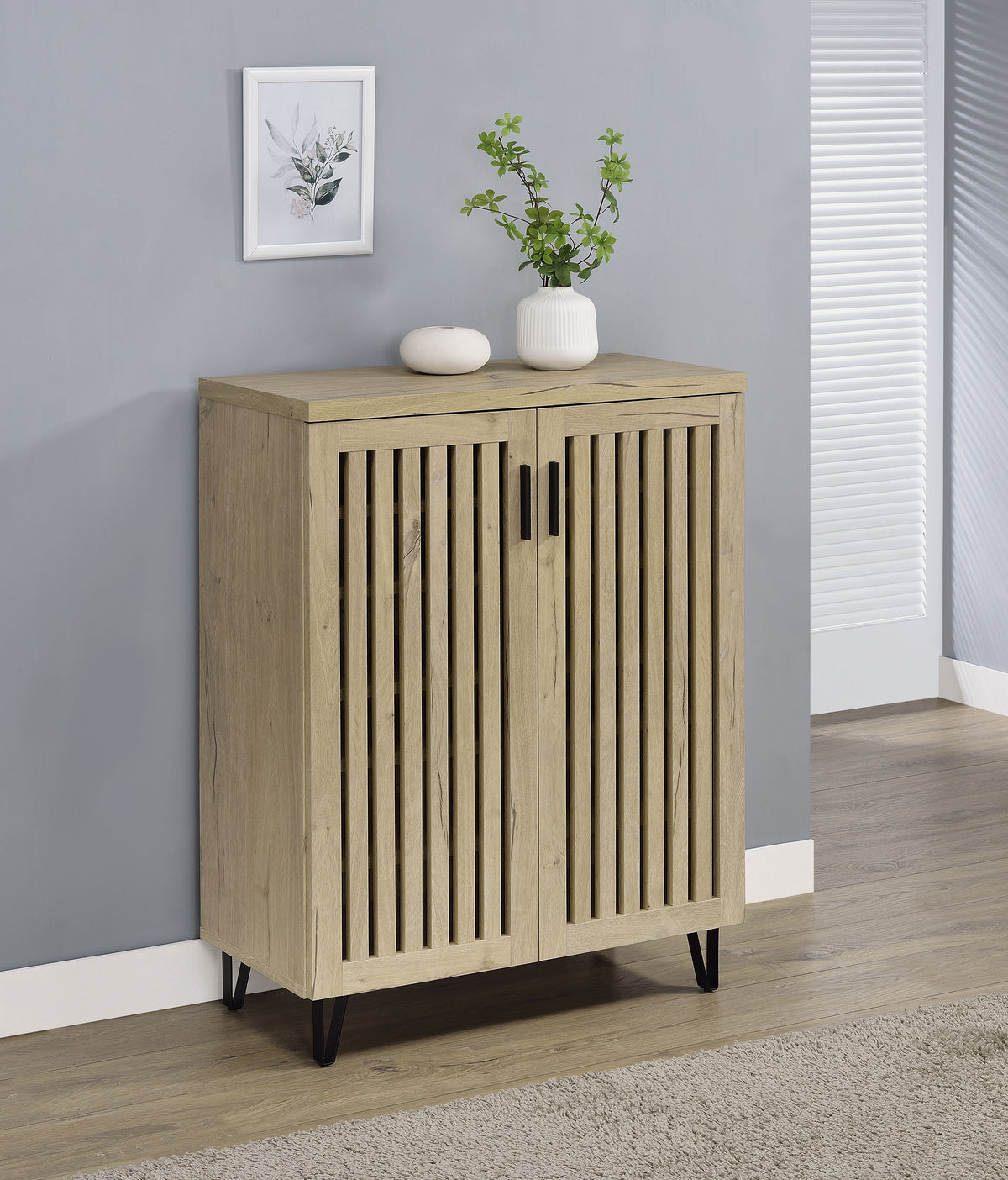 Brixton - 2-Door Entryway Shoe Storage Cabinets White Oak