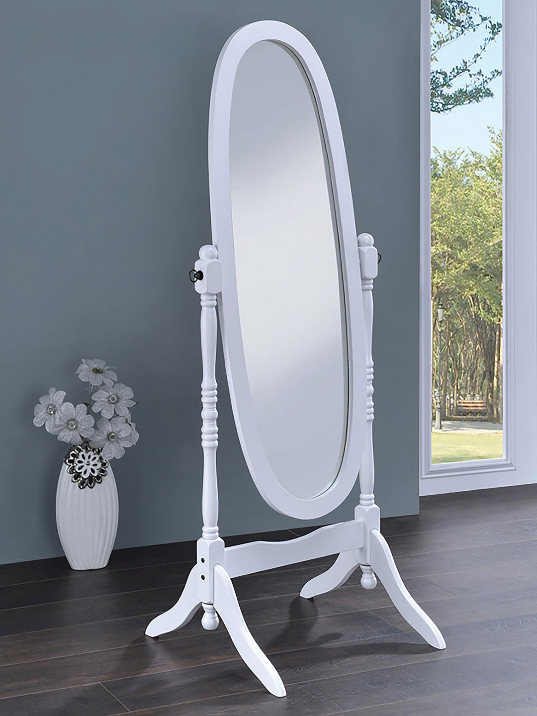 Coaster Furniture 950802 Foyet Wood Adjustable Full Length Cheval Mirror White