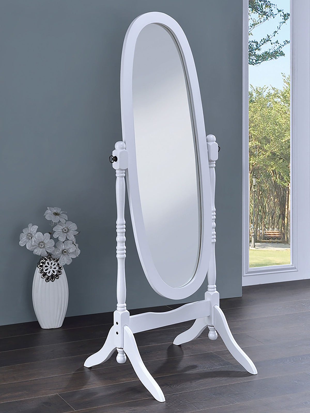 Foyet - Wood Adjustable Full Length Cheval Mirror - White