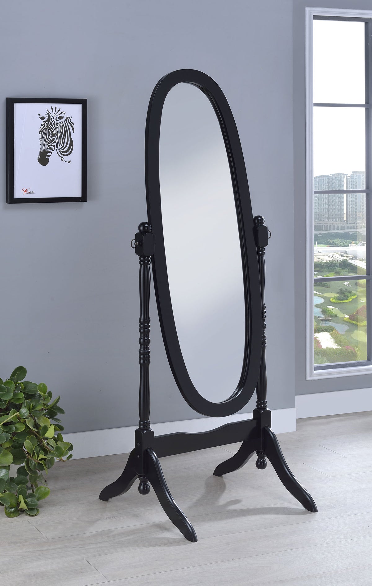 Foyet - Wood Adjustable Full Length Cheval Mirror - Black