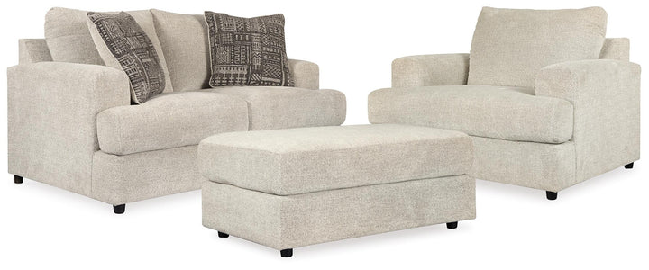 Soletren Loveseat, Oversized Chair and Ottoman - Stone (1)