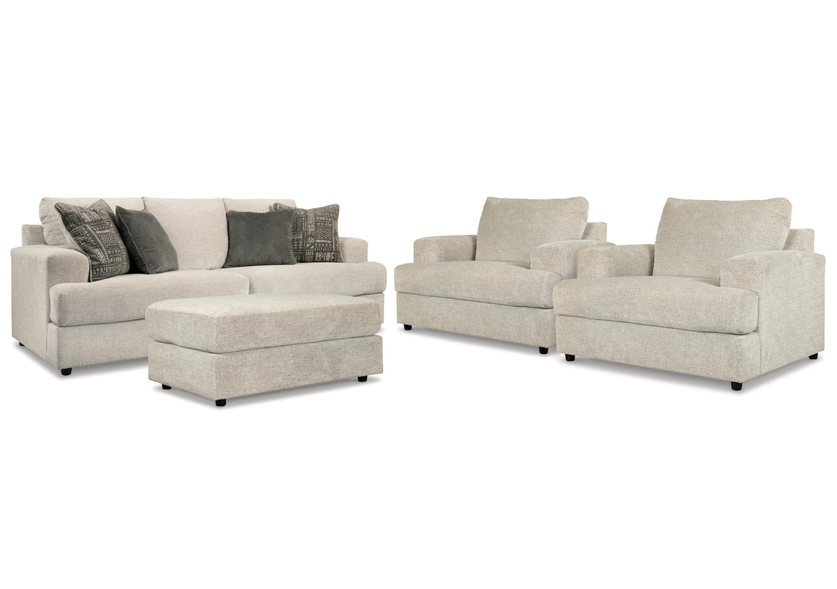 Soletren Sofa, 2 Chairs, and Ottoman - Stone (1)