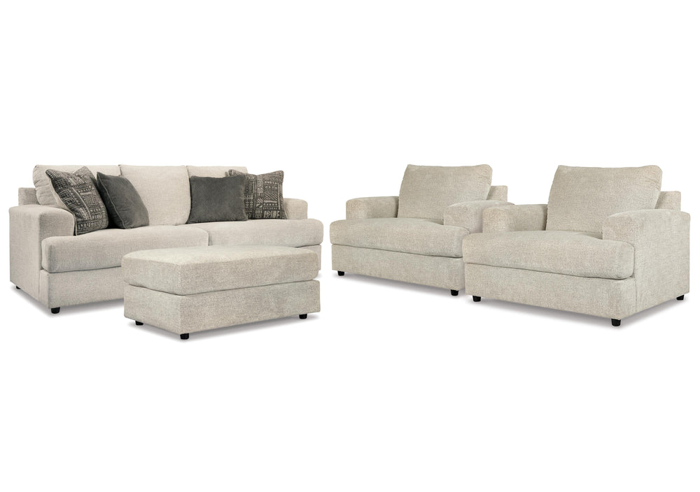 Soletren Sofa, 2 Chairs, and Ottoman - Stone (1)